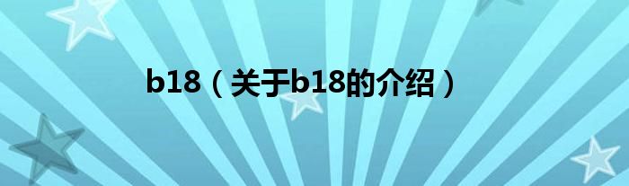 b18（关于b18的介绍）