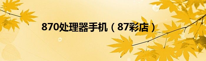 870处理器手机（87彩店）
