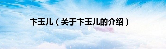 卞玉儿（关于卞玉儿的介绍）