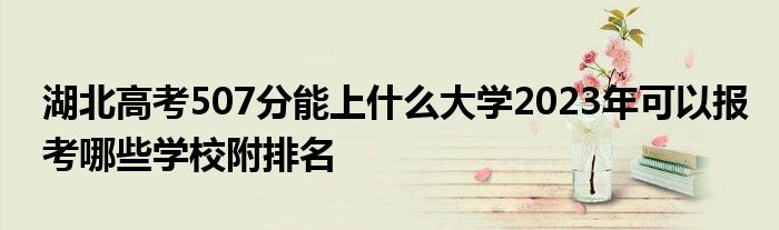湖北高考507分能上什么大学2023年可以报考哪些学校附排名