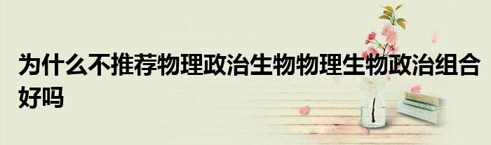 为什么不推荐物理政治生物物理生物政治组合好吗
