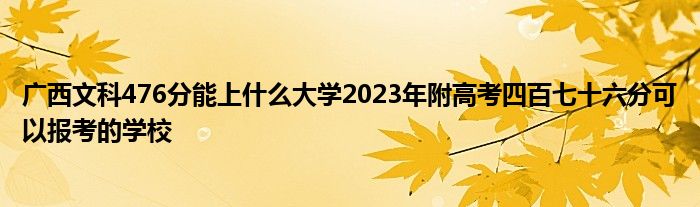 广西文科476分能上什么大学2023年附高考四百七十六分可以报考的学校