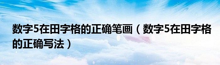 数字5在田字格的正确笔画（数字5在田字格的正确写法）