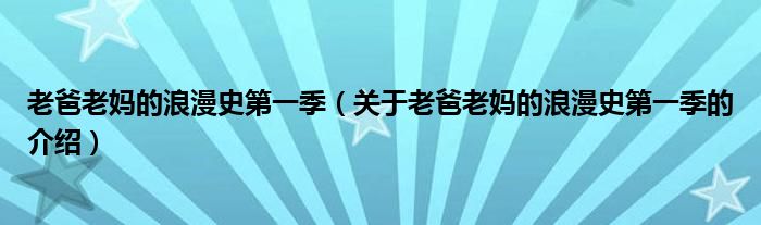 老爸老妈的浪漫史第一季（关于老爸老妈的浪漫史第一季的介绍）