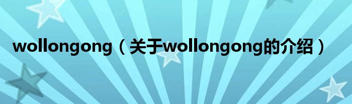 wollongong（关于wollongong的介绍）