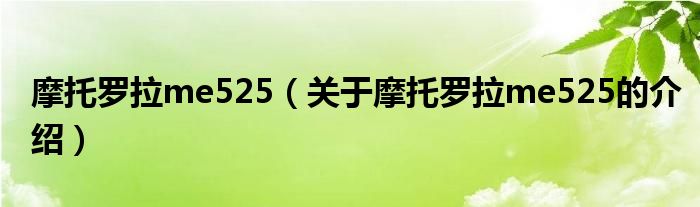 摩托罗拉me525（关于摩托罗拉me525的介绍）