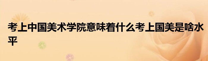 考上中国美术学院意味着什么考上国美是啥水平