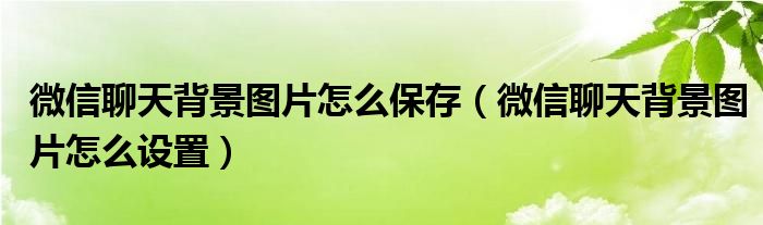 微信聊天背景图片怎么保存（微信聊天背景图片怎么设置）
