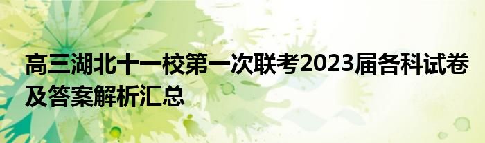 高三湖北十一校第一次联考2023届各科试卷及答案解析汇总