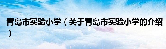 青岛市实验小学（关于青岛市实验小学的介绍）
