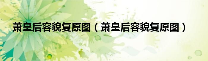 萧皇后容貌复原图（萧皇后容貌复原图）