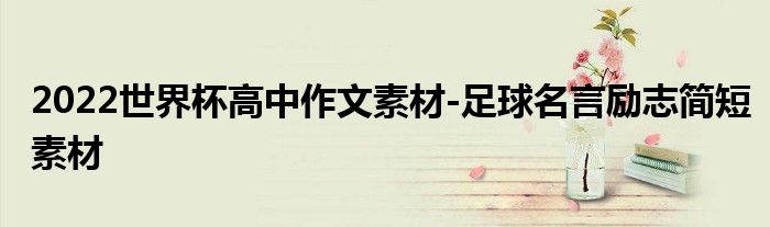 2022世界杯高中作文素材-足球名言励志简短素材
