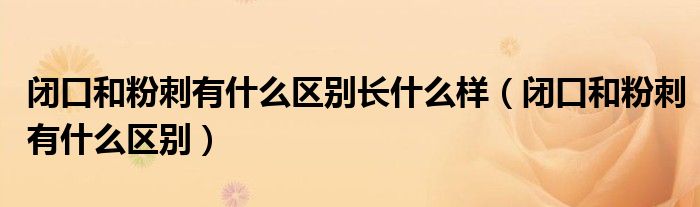 闭口和粉刺有什么区别长什么样（闭口和粉刺有什么区别）