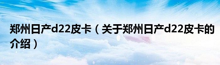 郑州日产d22皮卡（关于郑州日产d22皮卡的介绍）