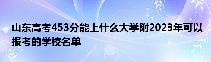 山东高考453分能上什么大学附2023年可以报考的学校名单