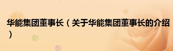 华能集团董事长（关于华能集团董事长的介绍）