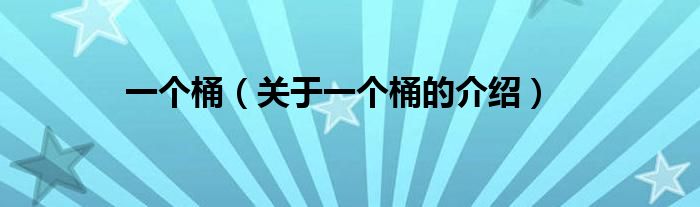 一个桶（关于一个桶的介绍）