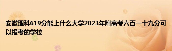 安徽理科619分能上什么大学2023年附高考六百一十九分可以报考的学校