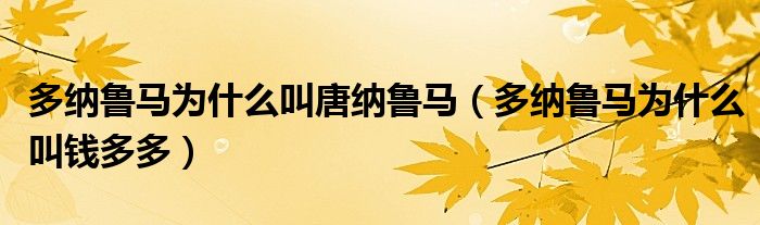 多纳鲁马为什么叫唐纳鲁马（多纳鲁马为什么叫钱多多）