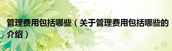 管理费用包括哪些（关于管理费用包括哪些的介绍）
