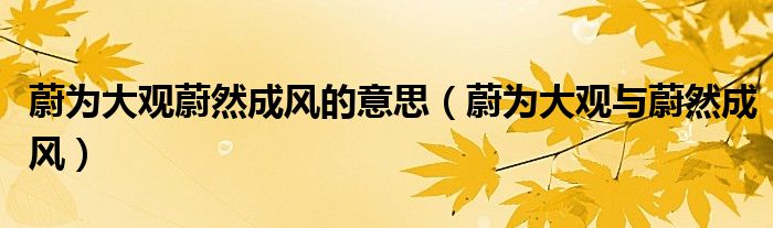 蔚为大观蔚然成风的意思（蔚为大观与蔚然成风）