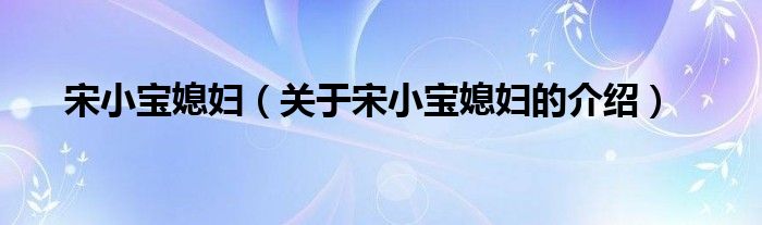 宋小宝媳妇（关于宋小宝媳妇的介绍）