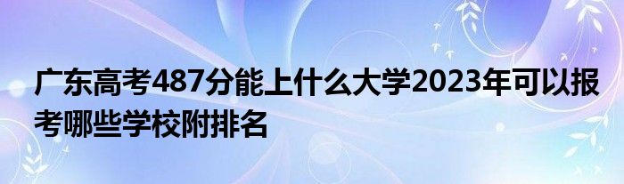 广东高考487分能上什么大学2023年可以报考哪些学校附排名