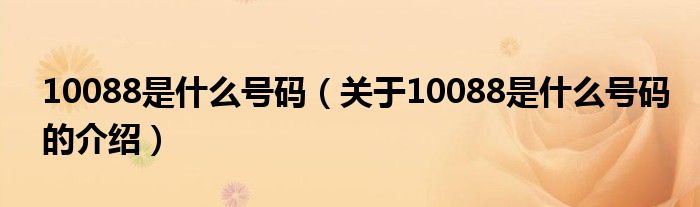 10088是什么号码（关于10088是什么号码的介绍）
