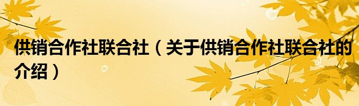 供销合作社联合社（关于供销合作社联合社的介绍）