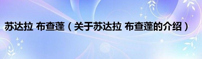 苏达拉 布查蓬（关于苏达拉 布查蓬的介绍）