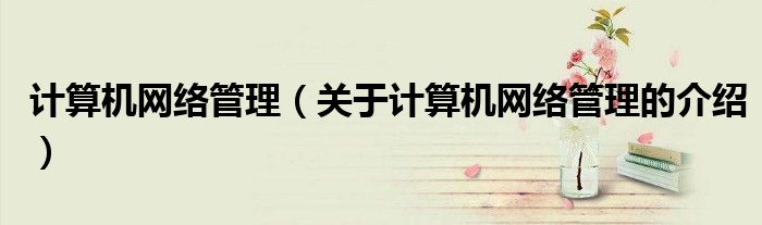 计算机网络管理（关于计算机网络管理的介绍）