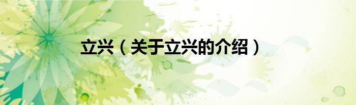 立兴（关于立兴的介绍）
