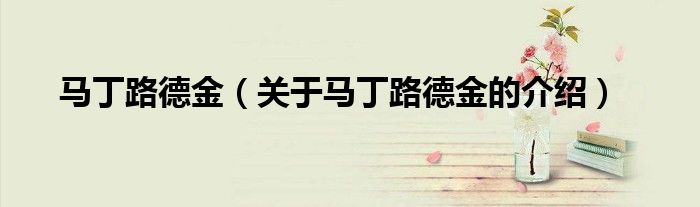 马丁路德金（关于马丁路德金的介绍）