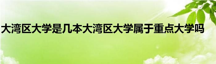 大湾区大学是几本大湾区大学属于重点大学吗