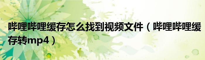 哔哩哔哩缓存怎么找到视频文件（哔哩哔哩缓存转mp4）