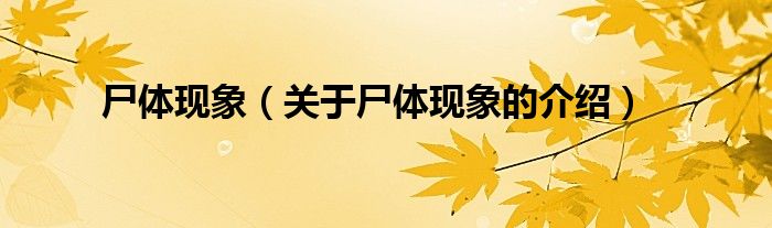 尸体现象（关于尸体现象的介绍）