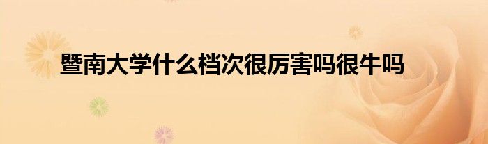 暨南大学什么档次很厉害吗很牛吗