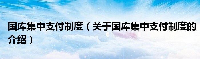 国库集中支付制度（关于国库集中支付制度的介绍）
