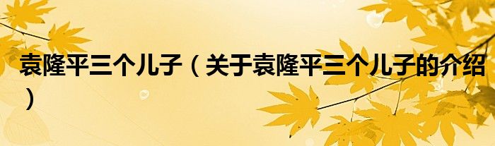 袁隆平三个儿子（关于袁隆平三个儿子的介绍）