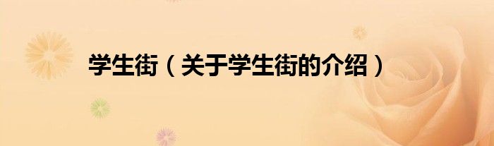 学生街（关于学生街的介绍）