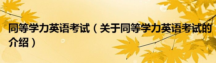 同等学力英语考试（关于同等学力英语考试的介绍）