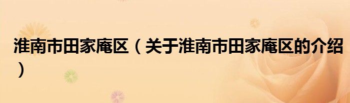 淮南市田家庵区（关于淮南市田家庵区的介绍）