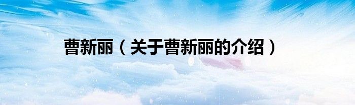 曹新丽（关于曹新丽的介绍）