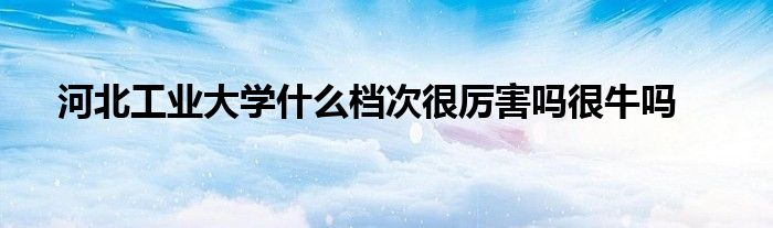 河北工业大学什么档次很厉害吗很牛吗
