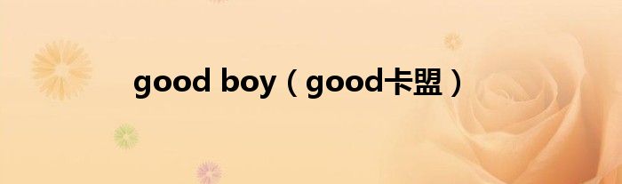 good boy（good卡盟）