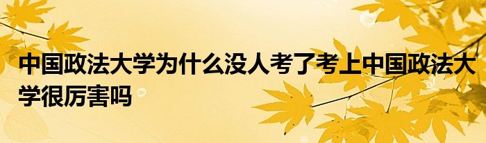 中国政法大学为什么没人考了考上中国政法大学很厉害吗
