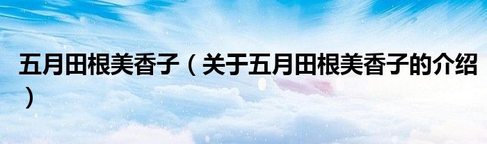 五月田根美香子（关于五月田根美香子的介绍）