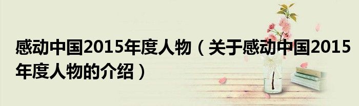 感动中国2015年度人物（关于感动中国2015年度人物的介绍）