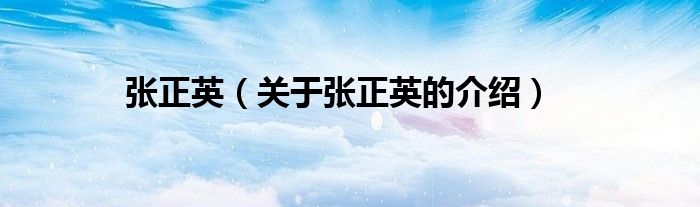 张正英（关于张正英的介绍）