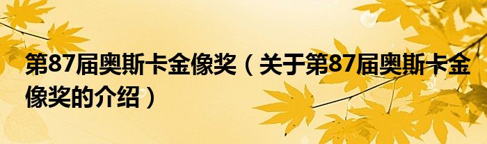 第87届奥斯卡金像奖（关于第87届奥斯卡金像奖的介绍）